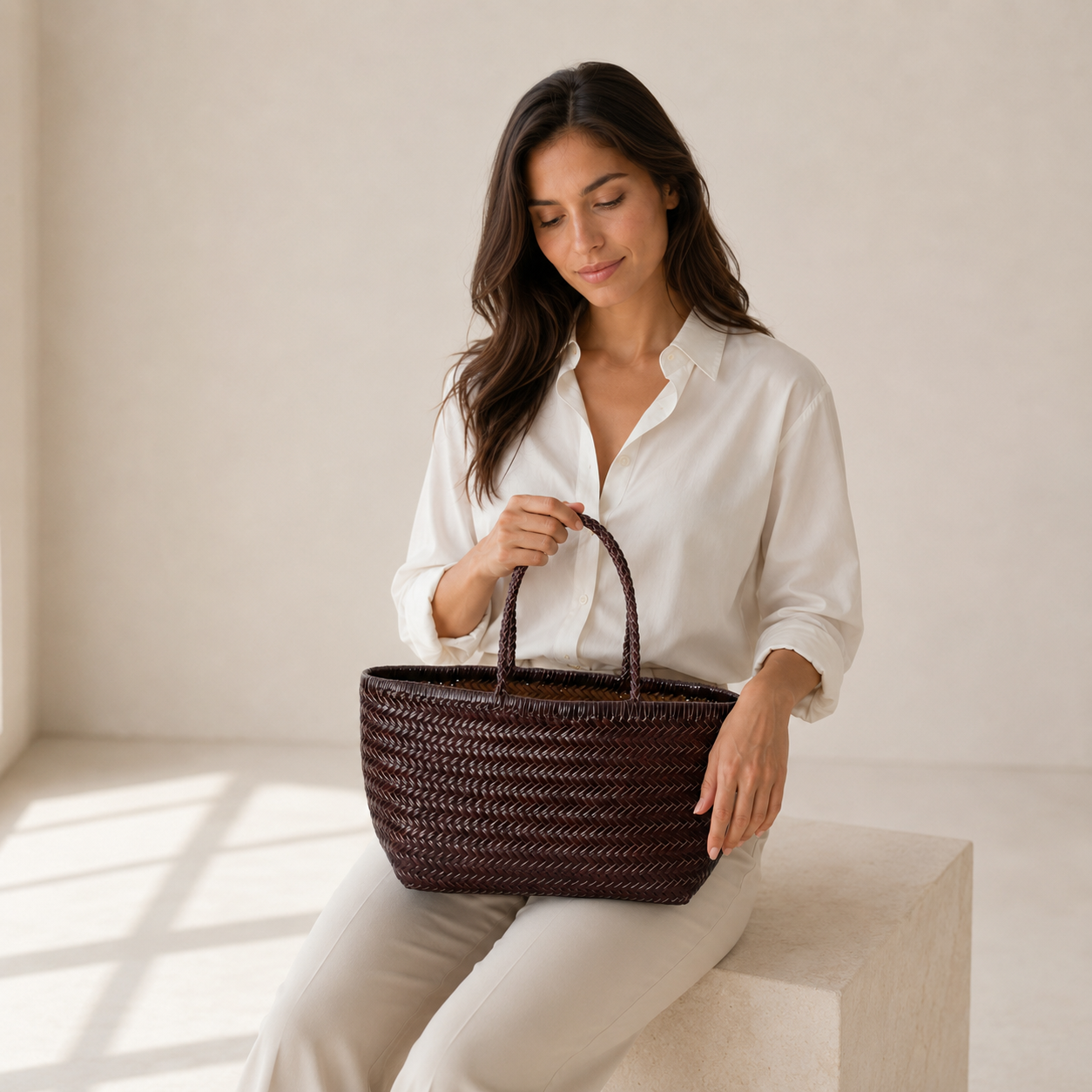The Siena Woven Leather Tote