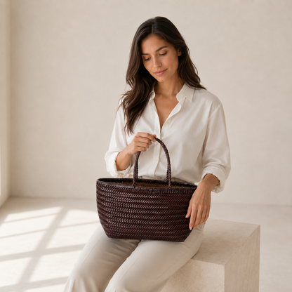 The Siena Woven Leather Tote