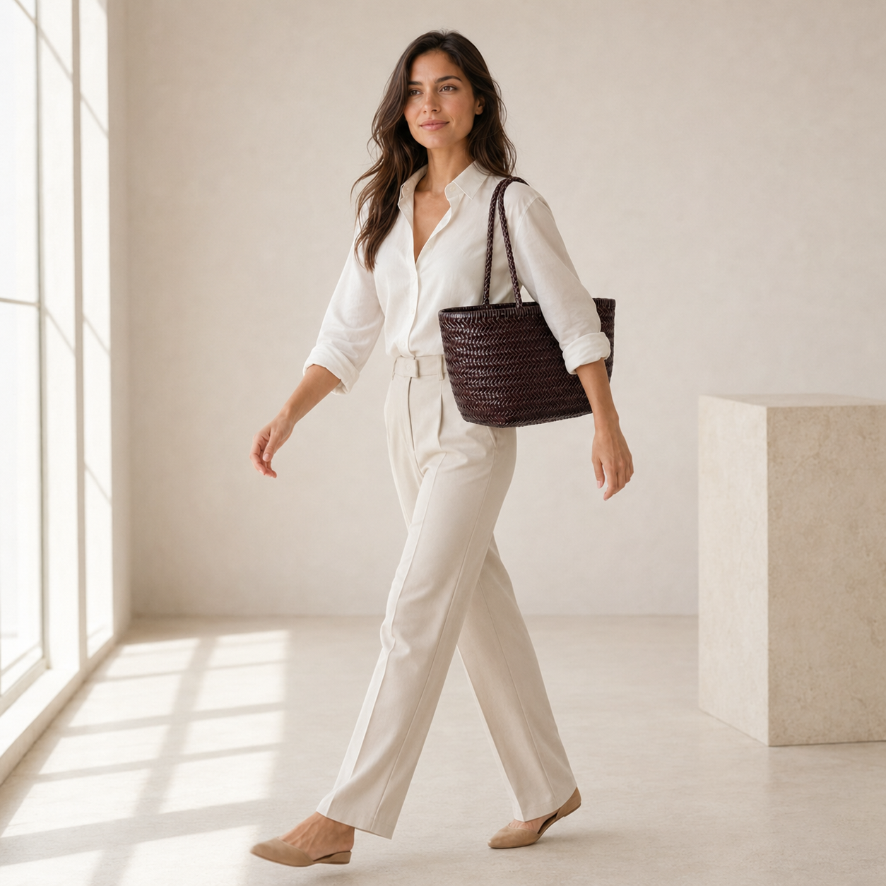 The Siena Woven Leather Tote