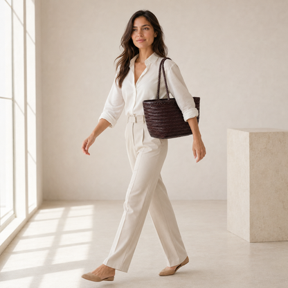 The Siena Woven Leather Tote