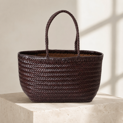 The Siena Woven Leather Tote