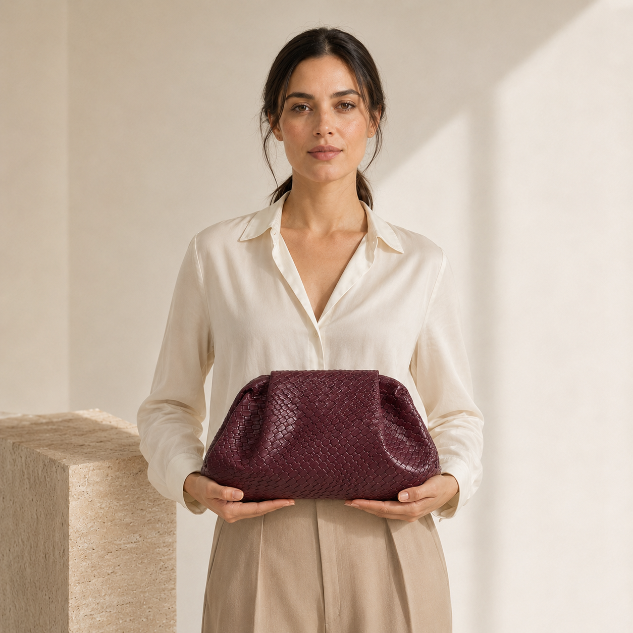 The Bordeaux Woven Clutch