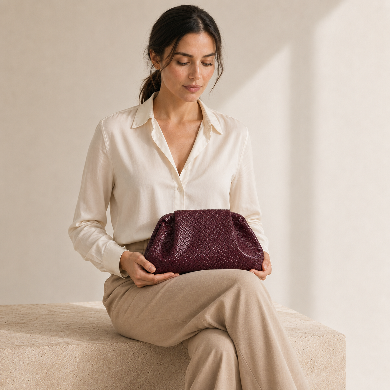The Bordeaux Woven Clutch