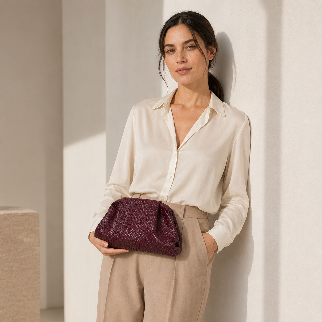 The Bordeaux Woven Clutch