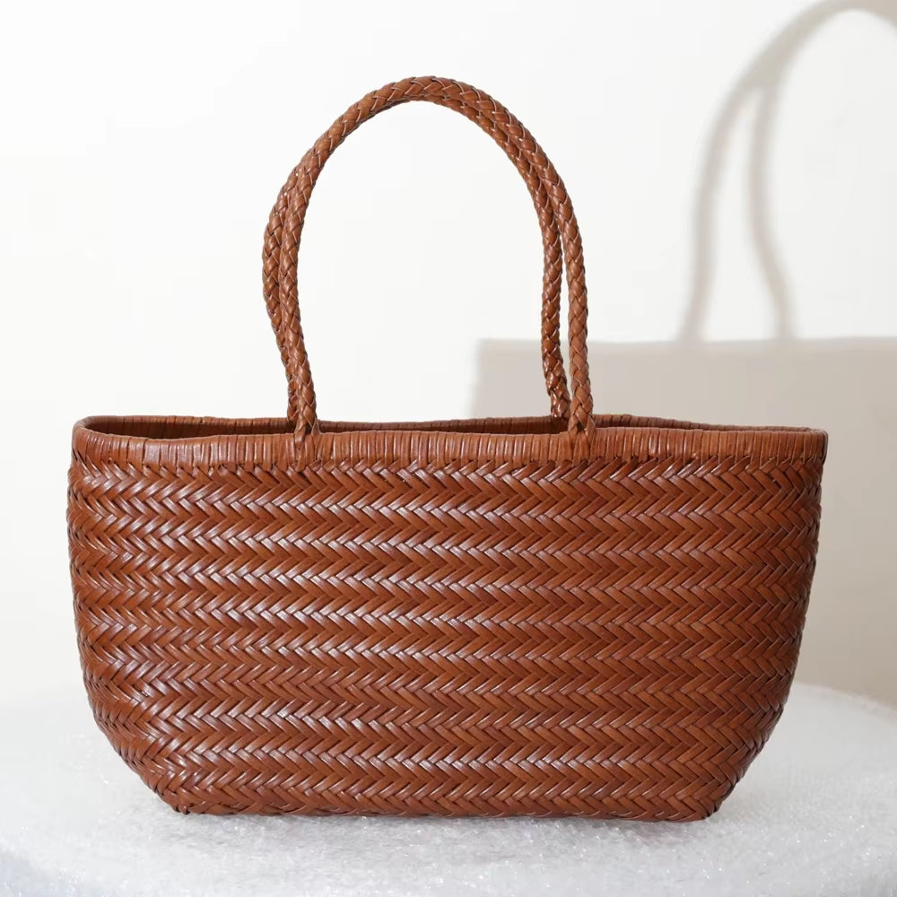 The Siena Woven Leather Tote