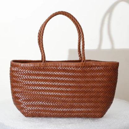 The Siena Woven Leather Tote